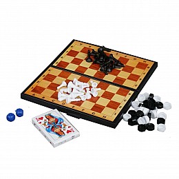Набор Максимус 3 в 1+ шашки шахматы нарды и карты (5240)