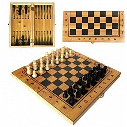 Гра 2 в 1 шахи та нарди на дерев'яній дошці MiC (IGR43)