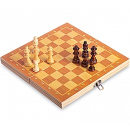 Шахматы настольная игра деревянные на магнитах 1A W6701 25х25 см Бежевый/коричневый (MR090)