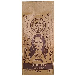 Свежеобжаренный кофе в зернах моносорт Orso Ethiopia Yrgacheffe 100% Арабика 8 шт х 500 г