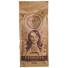 Свіжопрожарена кава в зернах моносорт Orso Ethiopia 100% Арабіка 8 шт х 500 г.