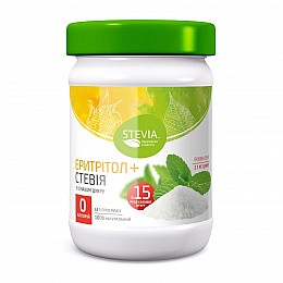 Натуральний цукорозамінник Stevia стевія + еритритол (солодкість 1:15), 180г