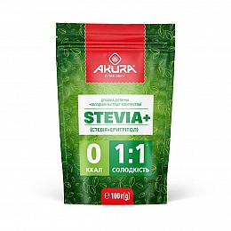 Диетическая добавка сладкий экстракт из листьев стевии Akura STEVIA+ 100 г
