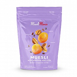 Мюслі з курагою і чіа "Muesli with apricots and chia" Muesli Mania 300 г (4820220140340)