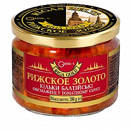 Килька балтийская обжаренная в томатном соусе Рижское золото 280 г (4820062446549)