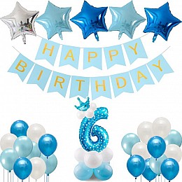 Праздничний набір HStyle з повітряних кульок для 6-го дня народження хлопчика Синій (LO78P)