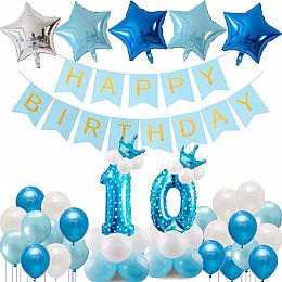Праздничный набор HStyle из воздушных шаров для 10 дня рождения мальчика Голубой (LO82P)