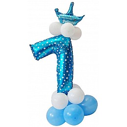 Праздничная цифра 7 UrbanBall из воздушных шаров для мальчика Голубой (UB361)