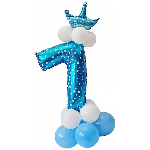Празднична цифра 7 UrbanBall з повітряних кульок для хлопчика Синій (UB361)