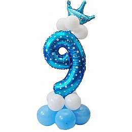 Празднична цифра 9 UrbanBall з повітряних кульок для хлопчика Синій (UB363)