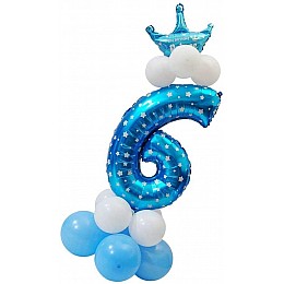 Празднична цифра 6 UrbanBall з повітряних кульок для хлопчика Синій (UB360)