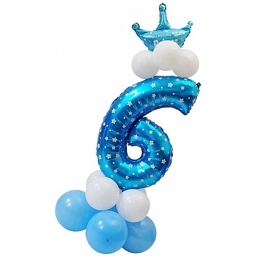 Празднична цифра 6 UrbanBall з повітряних кульок для хлопчика Синій (UB360)