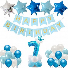 Праздничный набор HStyle из воздушных шаров для 7 дня рождения мальчика Голубой (LO79P)