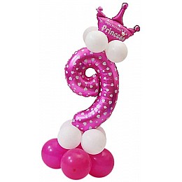 Празднична цифра 9 UrbanBall з повітряних кульок для дівчинки Рожевий (UB348)