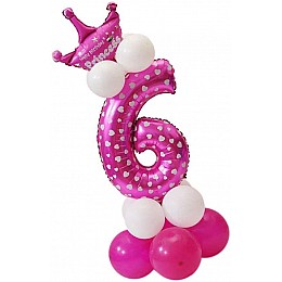 Праздничная цифра 6 UrbanBall из воздушных шаров для девочки Розовый (UB343)