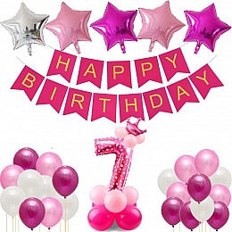 Праздничный набор HStyle из воздушных шаров для 7 дня рождения девочки Розовый (LO646Y)