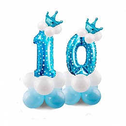 Праздничная цифра 10 UrbanBall из воздушных шаров для мальчика Голубой (UB364)