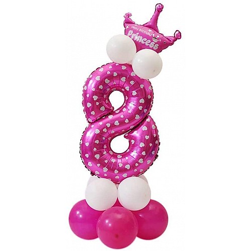 Праздничная цифра 8 UrbanBall из воздушных шаров для девочки Розовый (UB345)