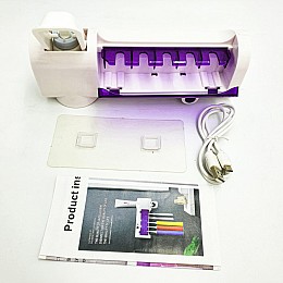 Диспенсер зубной пасты и стерелизатор с держателем для щеток аккумуляторный Micro Clean JX008 Toothbrush Sterilizer Белый с Фиолетовым