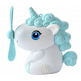 Міні-вентилятор для охолодження повітря FunnyFan Mini Unicorn Єдиноріг портативний з живленням від USB Голубий