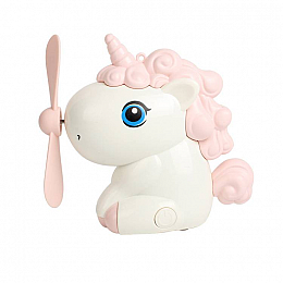 Міні-вентилятор для охолодження повітря FunnyFan Mini Unicorn Єдиноріг портативний з живленням від USB Рожевий