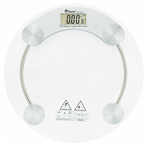 Весы напольные стеклянные (круглые) Domotec MS-2003A на 180 кг с термометром (3_01284)