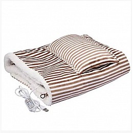 Плед шаль одеяло Lesko з підігрівом від USB від повербанку 105*65 см Коричневий
