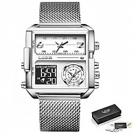Наручные часы мужские Lige Maxi LG8925 Silver (15252-hbr)