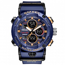 Часы наручные мужские Smael 8038 Dark Blue (15178-hbr)
