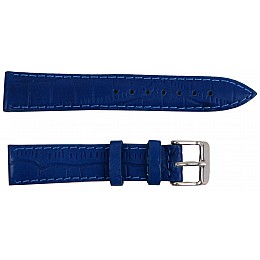 Кожаный ремешок для часов под крокодила Mykhail Ikhtyar ширина 22 мм Синий (S22-318S blue)