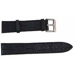 Ремешок для часов кожаный под крокодила Mykhail Ikhtyar ширина 24 мм Черный (S24-618S black)