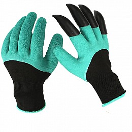 Садові рукавички зі зубцями Garden Genie Gloves 23х13 см Чорно-м'ятний (45143)
