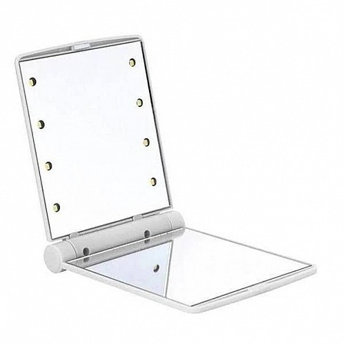 Карманное зеркало складное с LED подсветкой белое A-PLUS 822