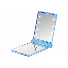 Карманное зеркало складное с LED подсветкой голубое A-PLUS 822