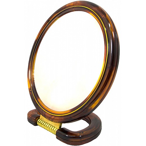 Зеркало настольное двухстороннее 19 х 20 (29) см пластиковое коричневое Mirror 417-8