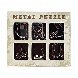 Набір головоломок металевих "Metal Puzzle" Bambi 2116 6 штук в наборі Сірий