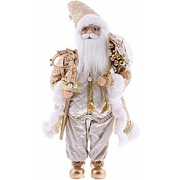Декоративний Santa в кольорі шампань з посохом і подарунками BonaDi 45см DP219418