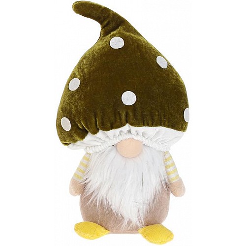 Декоративная игрушка Гномик-гриб 22 см зеленая шапка BonaDi DP219327