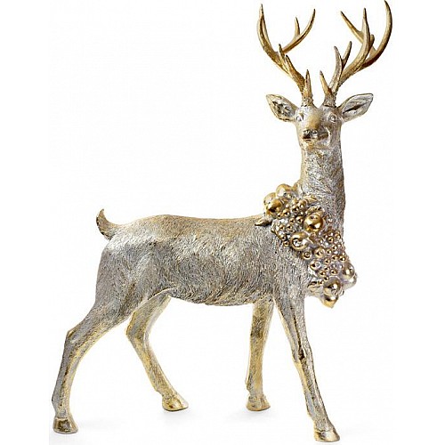 Фігура для новорічного декору Золотий олень з вінком Bona DP42820