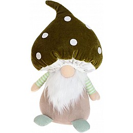 Декоративная игрушка Гномик-гриб 33 см зеленая шапка BonaDi DP219329