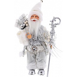 Декоративный Santa в цвете серебро с подарками и посохом BonaDi 30 см DP219399