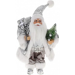 Декоративний Санта в кольорі срібло з ялинкою та подарунками BonaDi 30см DP219420