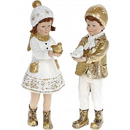 Набір фігурок Boy and Girl 20 см білий з золотом BonaDi DP97724