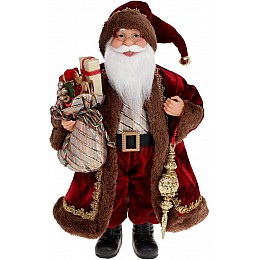 Новорічна фігурка Санта Клаус Червона з мішком 40 см BonaDi DP96560