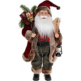 Новорічна фігурка Санта Клаус Червоний з подарунками і ліхтариком 46см BonaDi DP96558