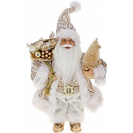 Декоративний Santa в біло-золотистому кольорі з ялинкою та подарунками BonaDi 30см DP219431