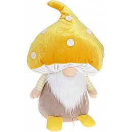Декоративная игрушка гномик-гриб 33 см желтая шапка BonaDi DP219328