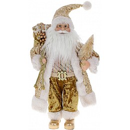 Декоративный Santa в золотом цвете с подарками и елкой 45см BonaDi DP219416