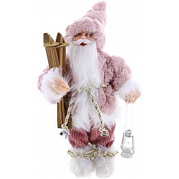 Декоративный Santa в цвете пыльная роза с лыжами и фонарем 30 см BonaDi DP219402