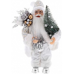 Декоративний Santa в сріблясто-білому кольорі з ялинкою та подарунками BonaDi 30см DP219433